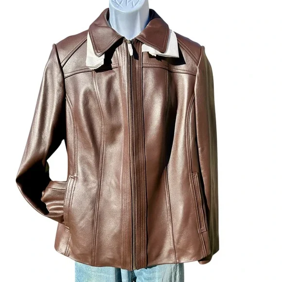 NEW BGSD Lambskin Leather Jacket Miranda Sz XL Dark Chocolate Brown Full Zip NWT - Picture 11 of 15